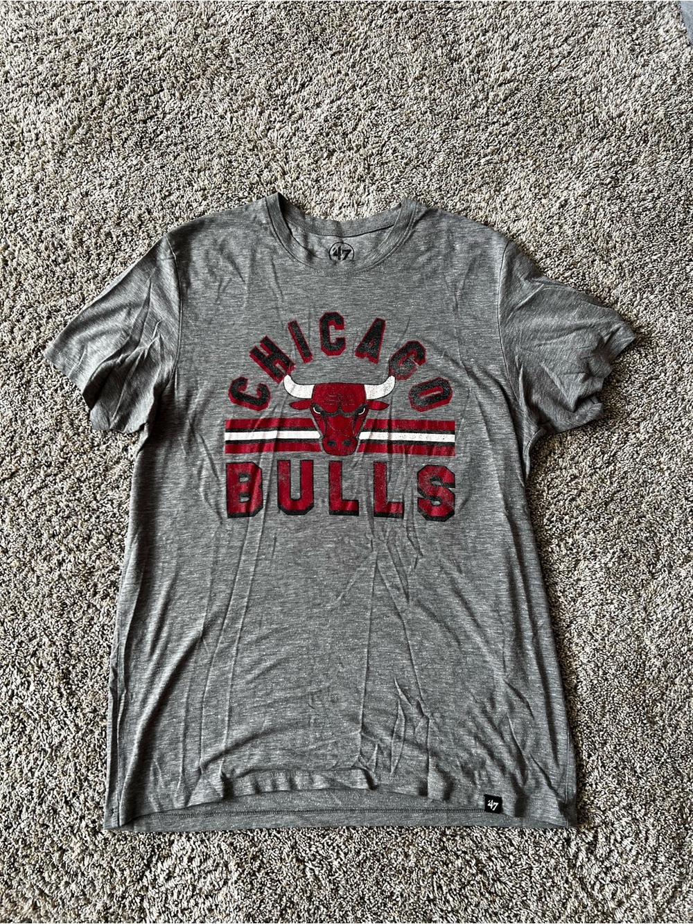 47 Brand Heather Gray Tee with Red and Black Lettering